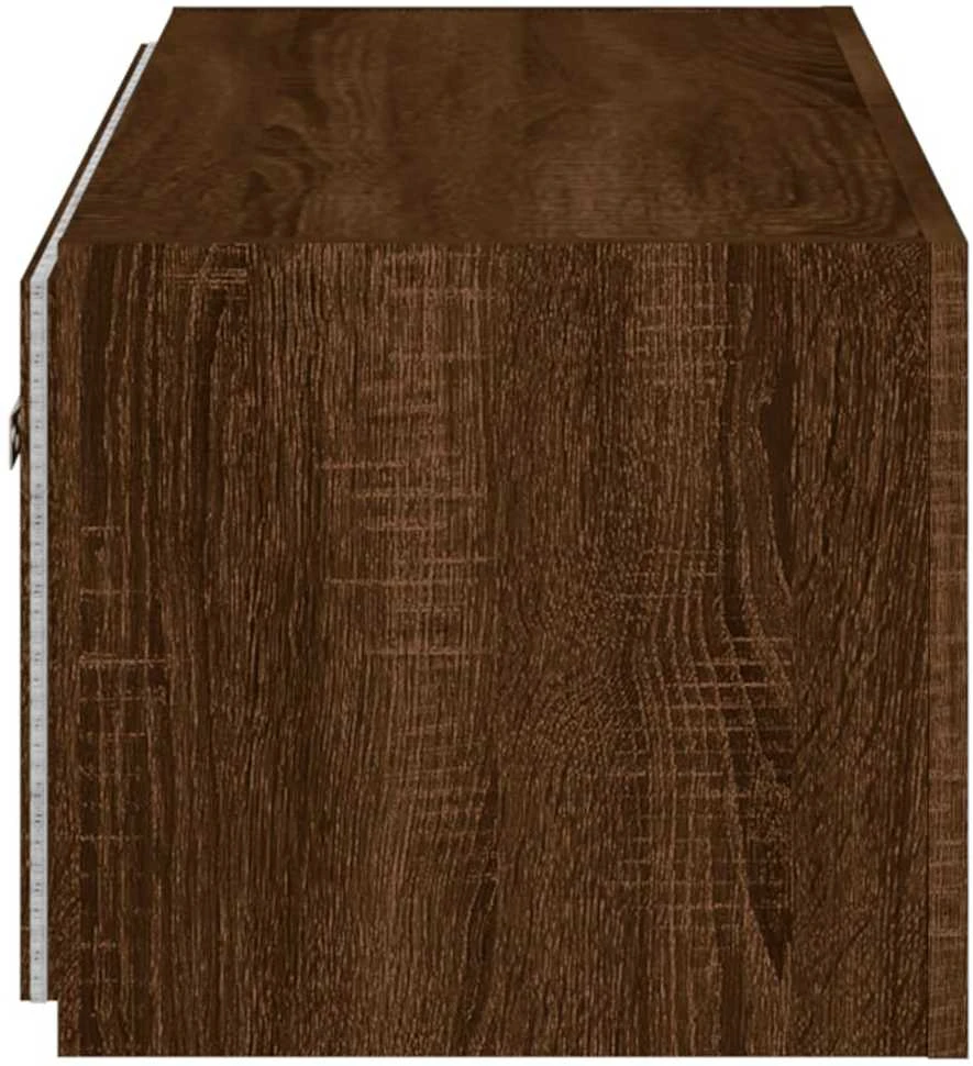 TV staliukas Sieninė TV spintelė su LED lemputėmis, ruda ąžuolo, 80x35x31cm