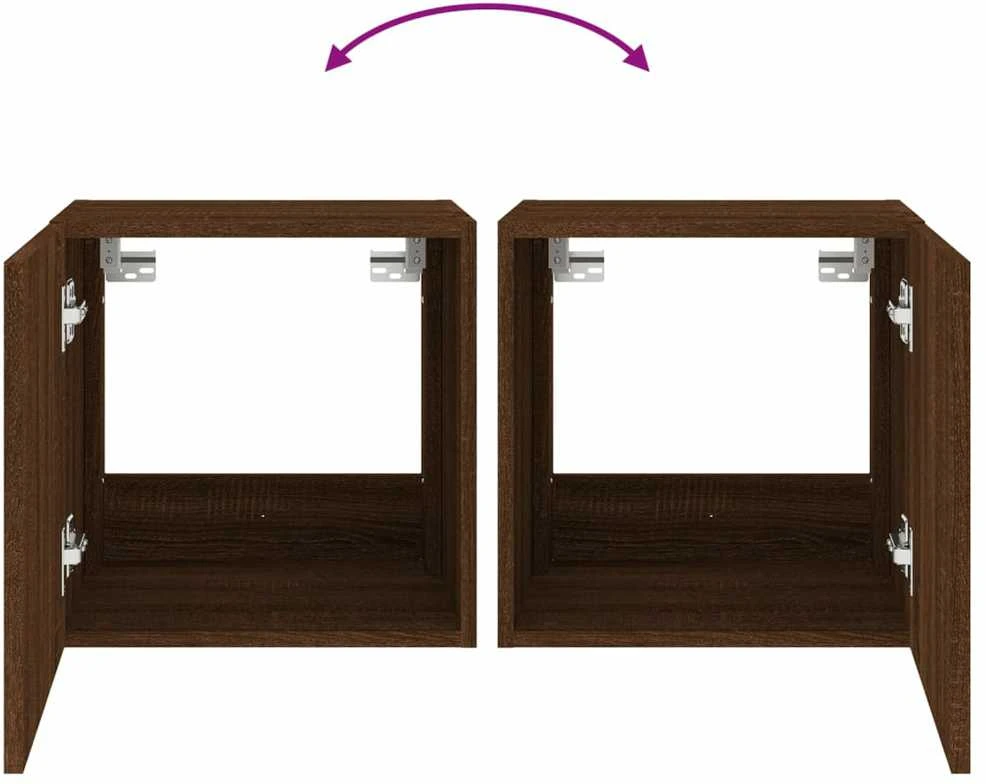 TV staliukas Sieninė TV spintelė su LED lemputėmis, ruda, 40,5x35x40cm