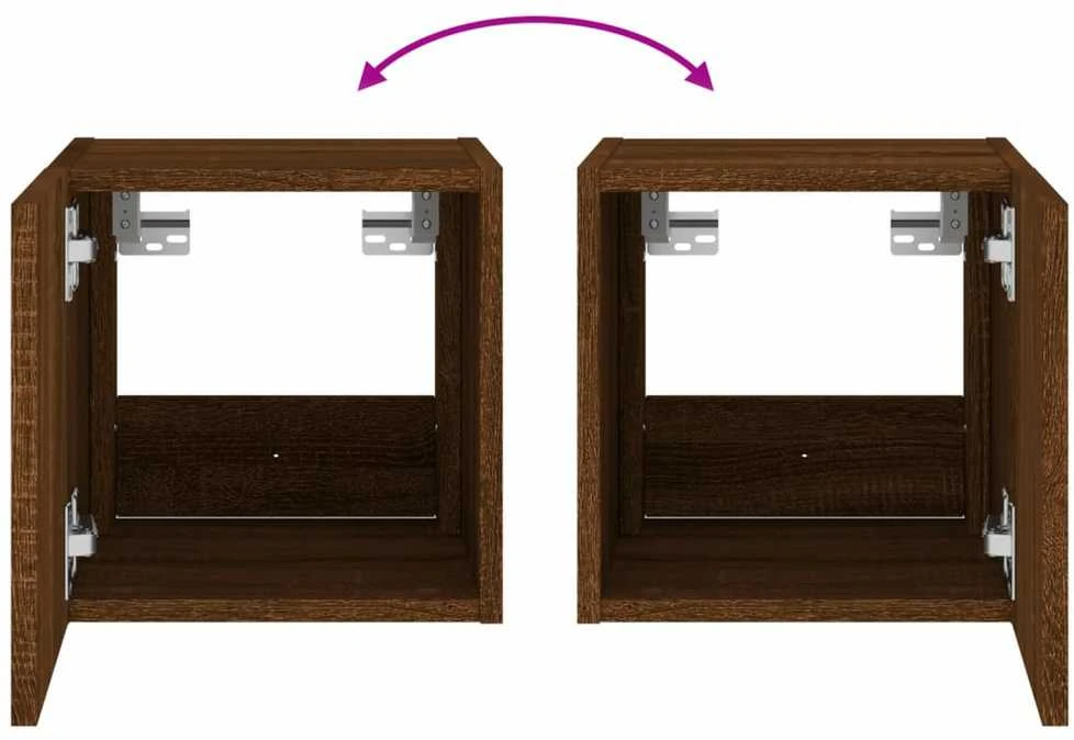TV staliukas Sieninė TV spintelė su LED lemputėmis, ruda, 30,5x35x30cm