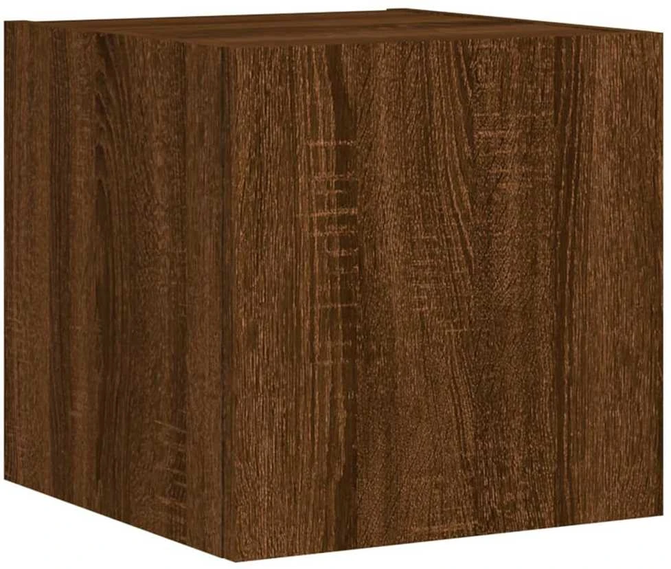 TV staliukas Sieninė TV spintelė su LED lemputėmis, ruda, 30,5x35x30cm