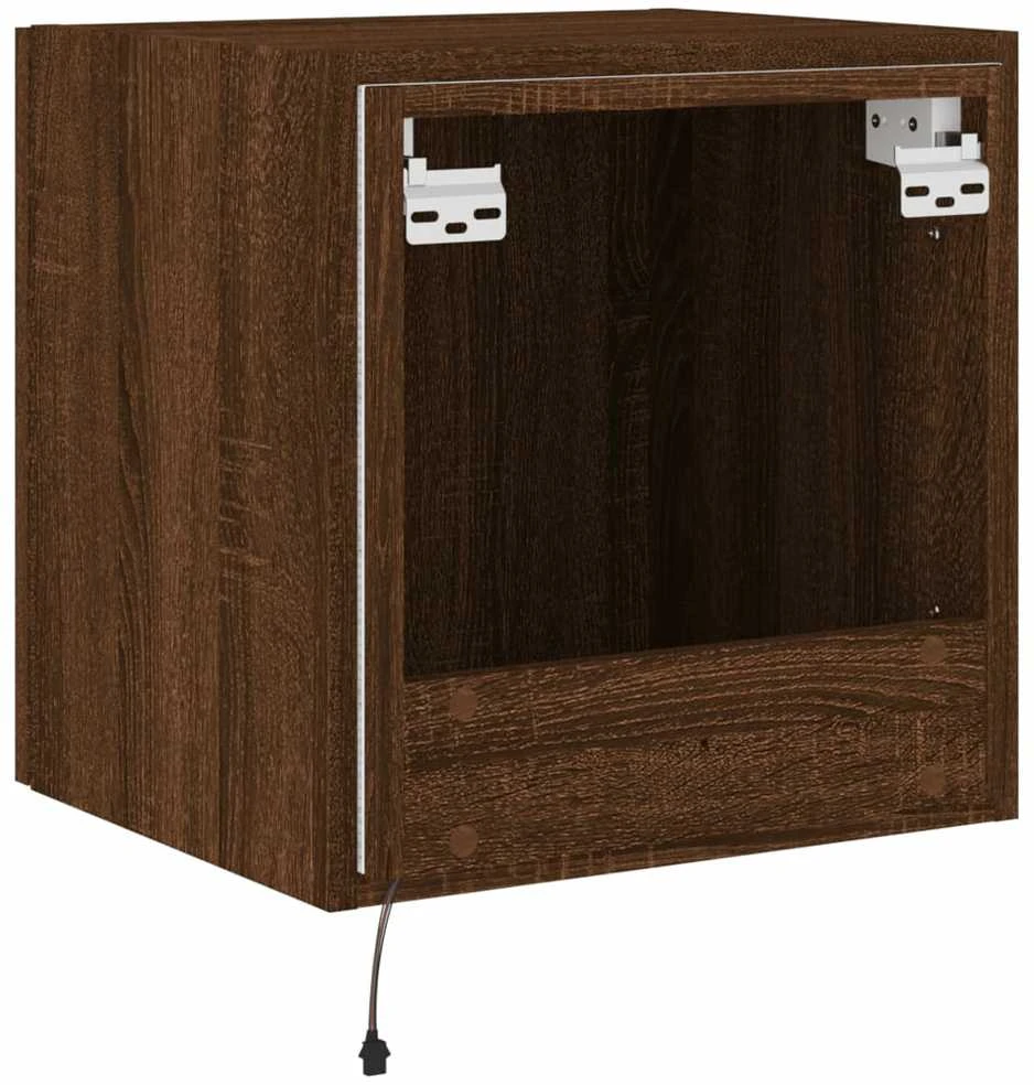 TV staliukas Sieninė TV spintelė su LED lemputėmis, ruda, 40,5x35x40cm