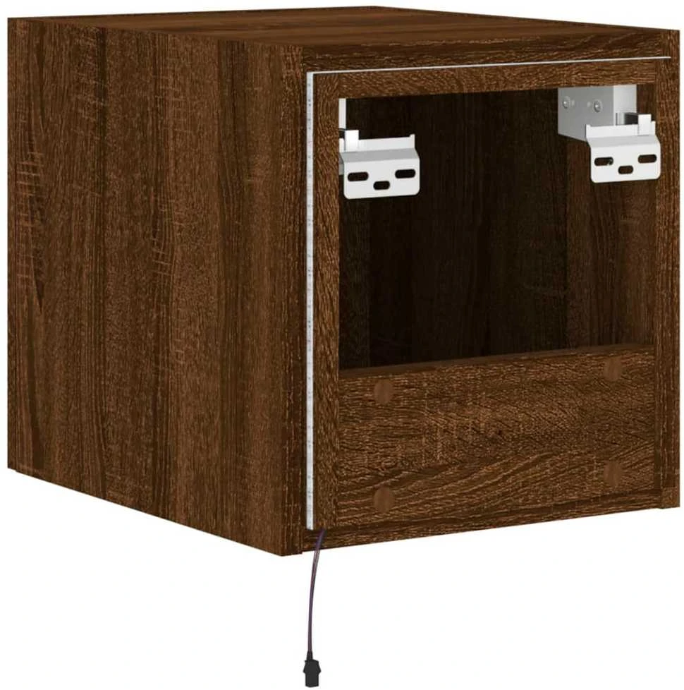 TV staliukas Sieninė TV spintelė su LED lemputėmis, ruda, 30,5x35x30cm