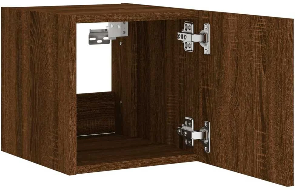 TV staliukas Sieninė TV spintelė su LED lemputėmis, ruda, 30,5x35x30cm