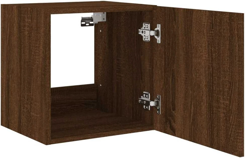 TV staliukas Sieninė TV spintelė su LED lemputėmis, ruda, 40,5x35x40cm