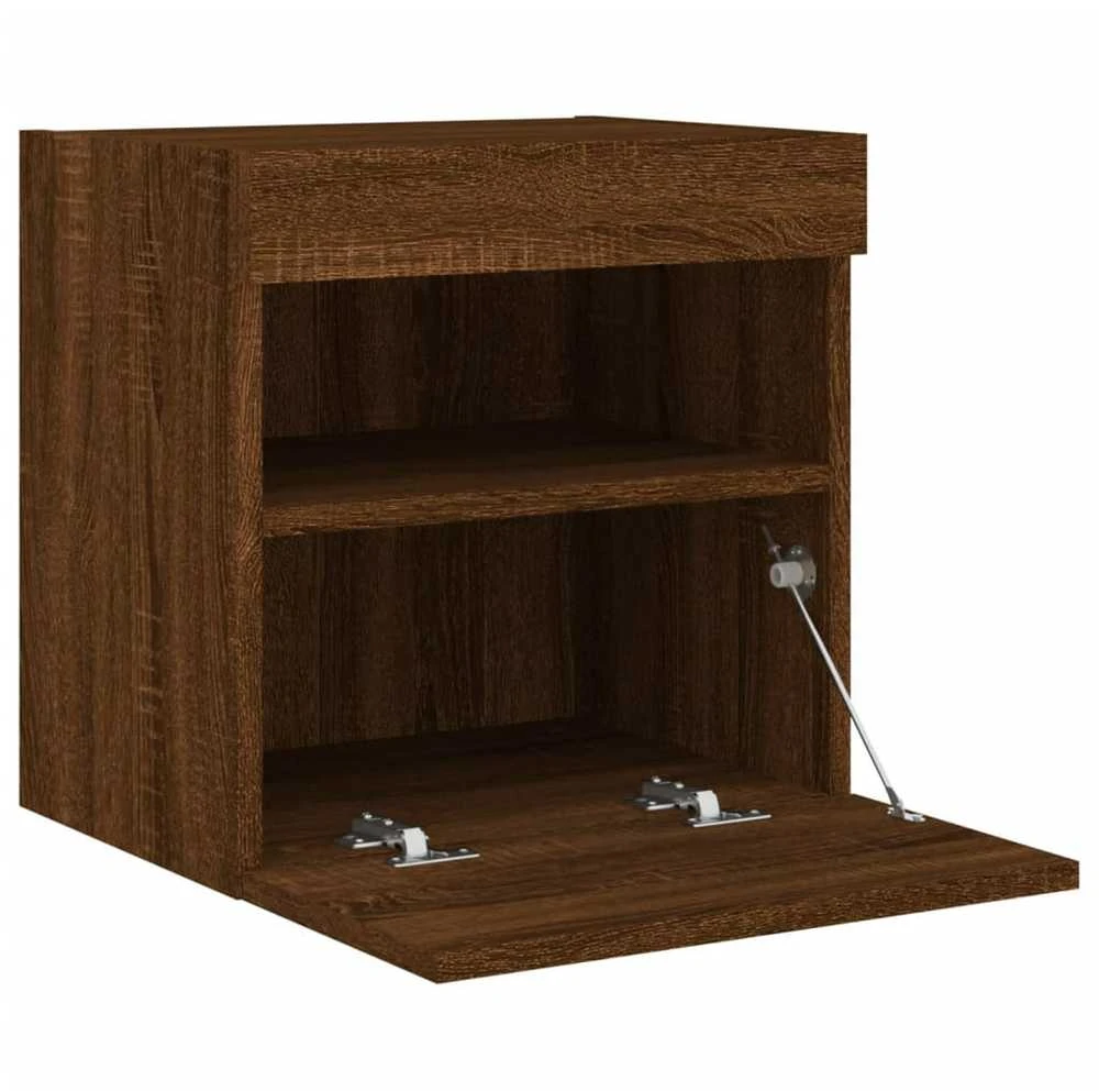 TV staliukas Sieninė TV spintelė su LED lemputėmis, ruda ąžuolo, 40x30x40cm