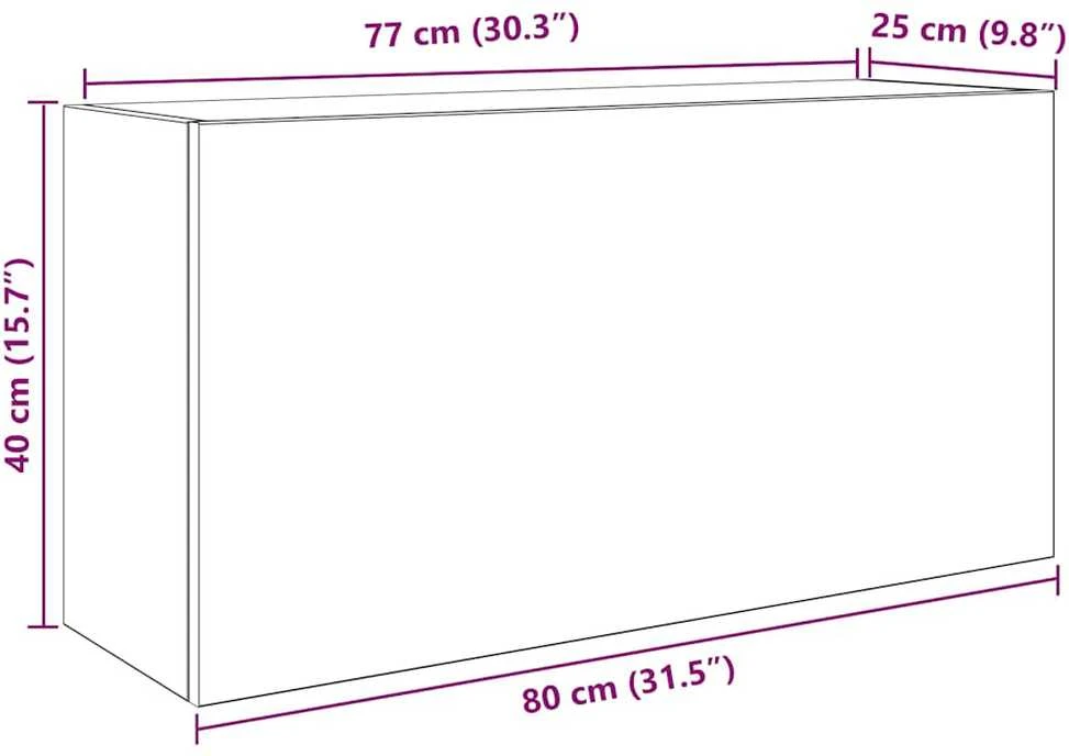 Sieninė vonios kambario spintelė, baltos, 80x25x40cm, mediena