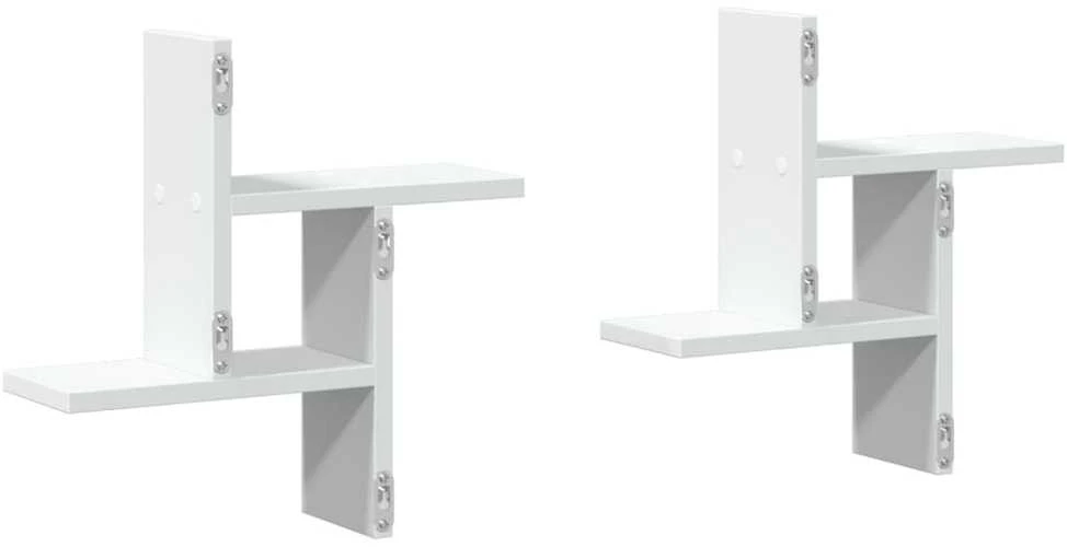 Sieninės lentynos, 2vnt., baltos, 38x12x38cm, apdirbta mediena
