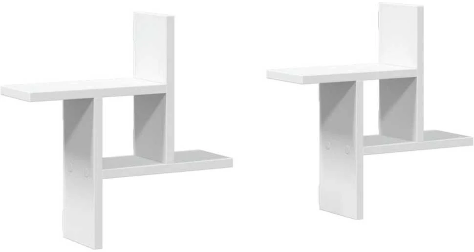 Sieninės lentynos, 2vnt., baltos, 38x12x38cm, apdirbta mediena