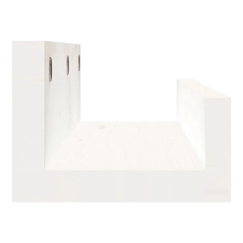 Sieninės lentynos, 2vnt., baltos, 50x12x9cm, pušies masyvas
