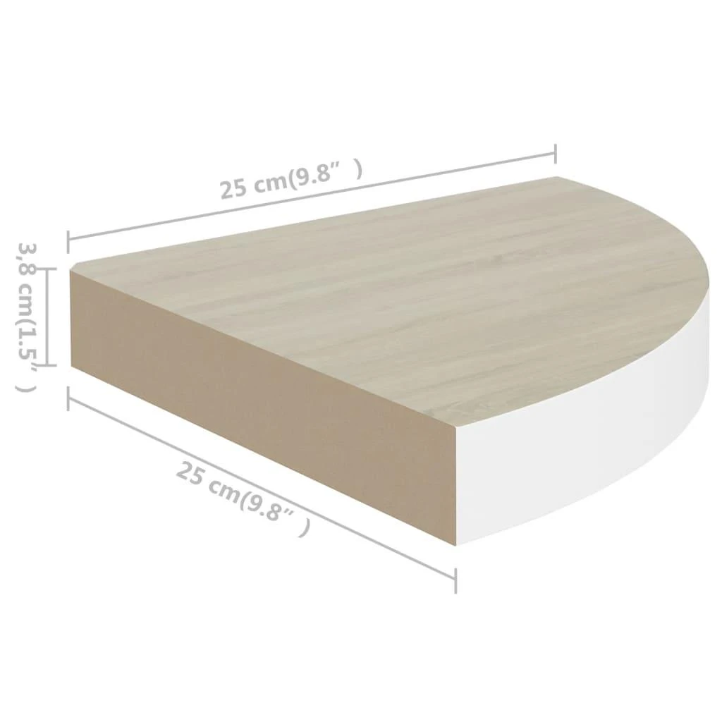 Sieninės lentynos, 2vnt., baltos/ąžuolo, 25x25x3,8cm, MDF