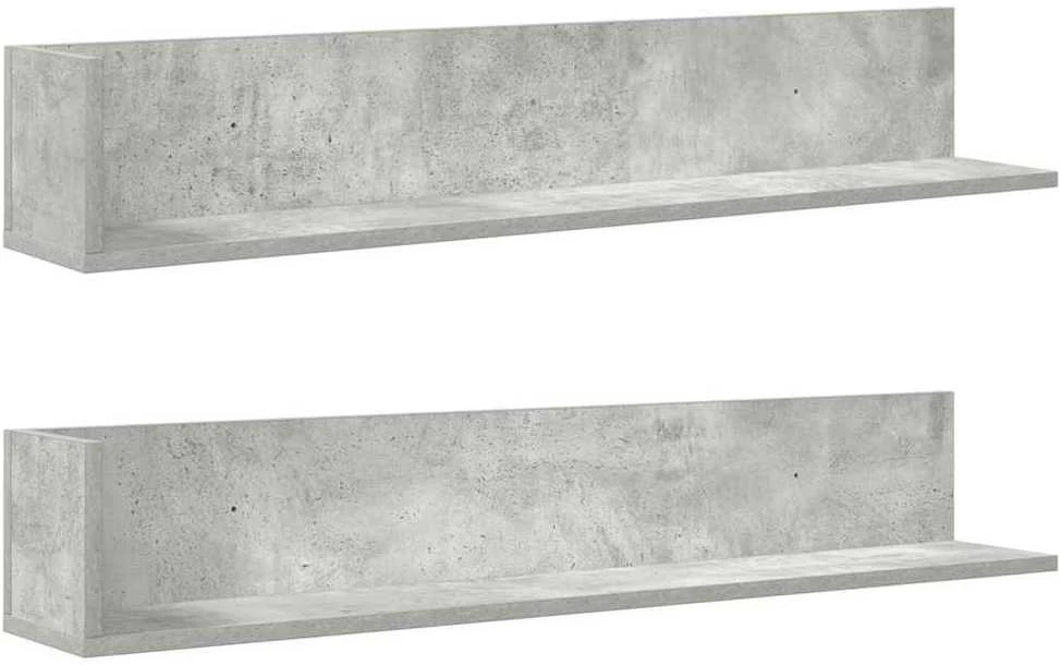 Sieninės lentynos, 2vnt., betono, 100x16,5x16,5cm, mediena