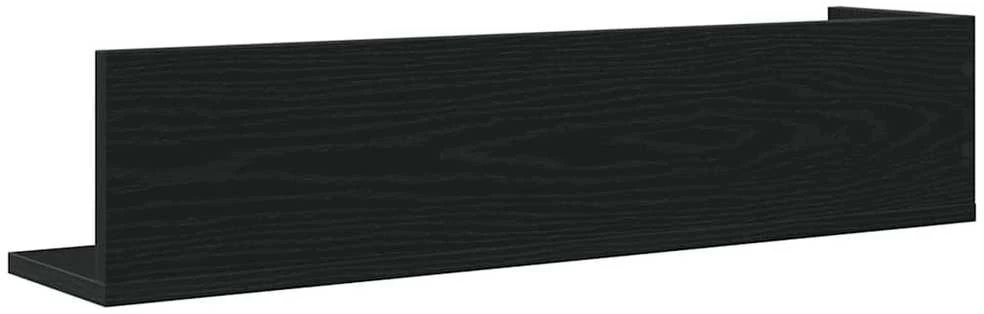 Sieninės lentynos, 2vnt., juodos, 75x16,5x16,5cm, mediena