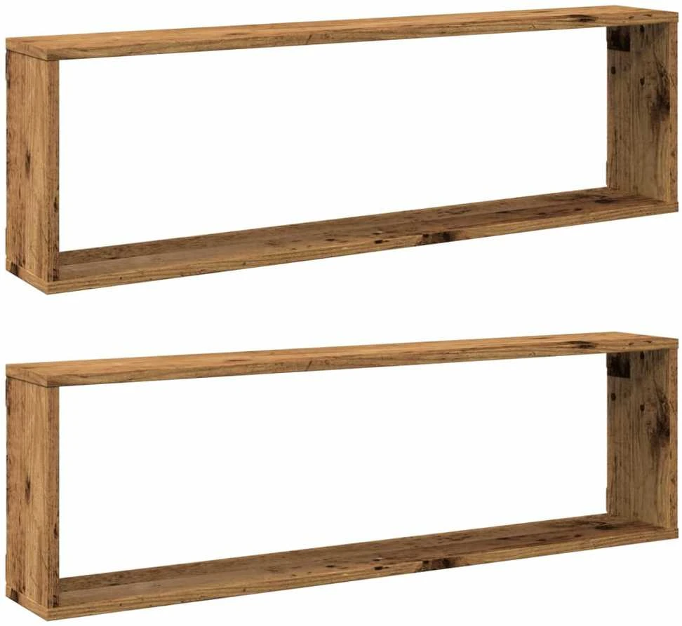 Sieninės lentynos, 2vnt., medienos, 100x15x30cm, kubo formos