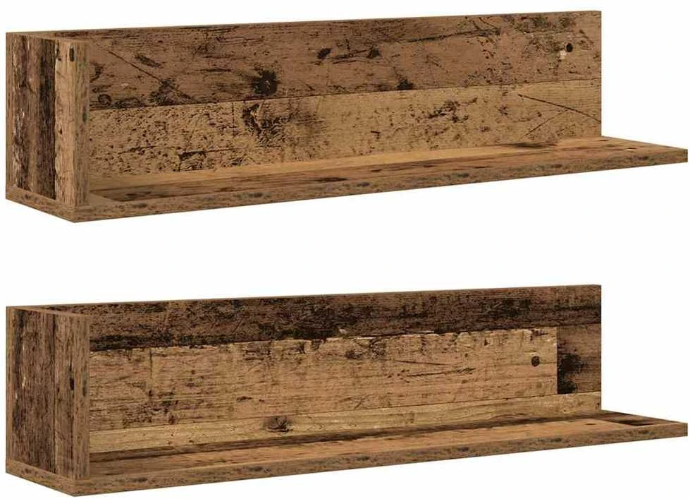 Sieninės lentynos, 2vnt., medienos, 75x16,5x16,5cm, mediena