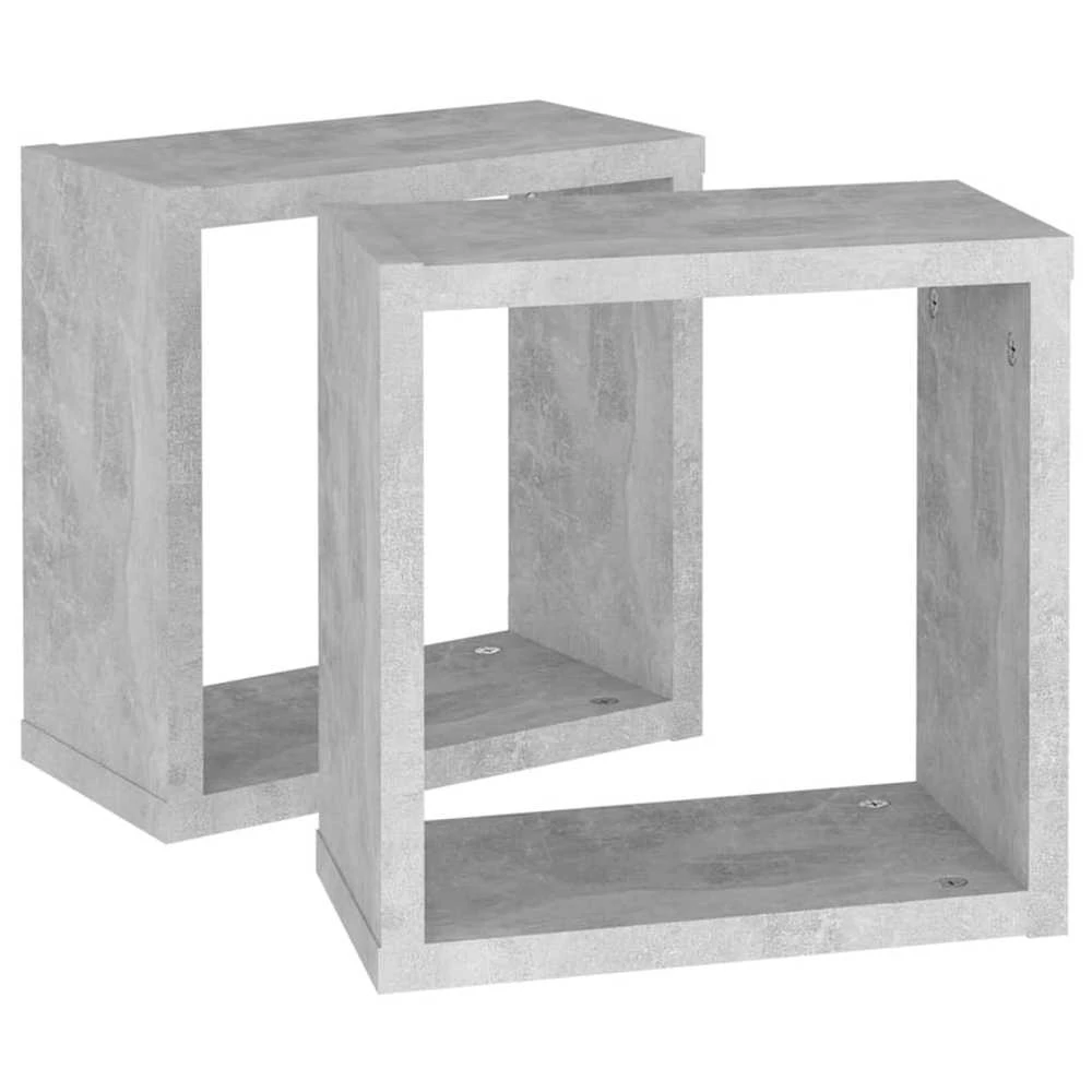Sieninės lentynos, 2vnt., pilkos, 30x15x30cm, kubo formos