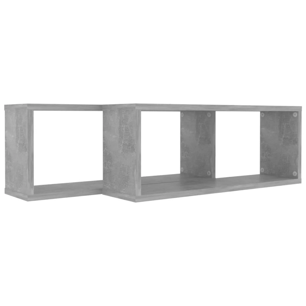Sieninės lentynos, 2vnt., betono, 60x15x23cm, apdirbta mediena