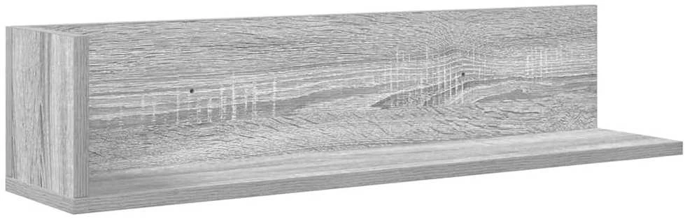 Sieninės lentynos, 2vnt., pilkos, 75x16,5x16,5cm, mediena