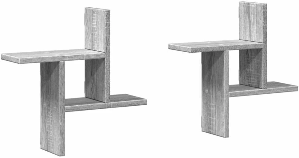 Sieninės lentynos, 2vnt., pilkos ąžuolo, 38x12x38cm, mediena