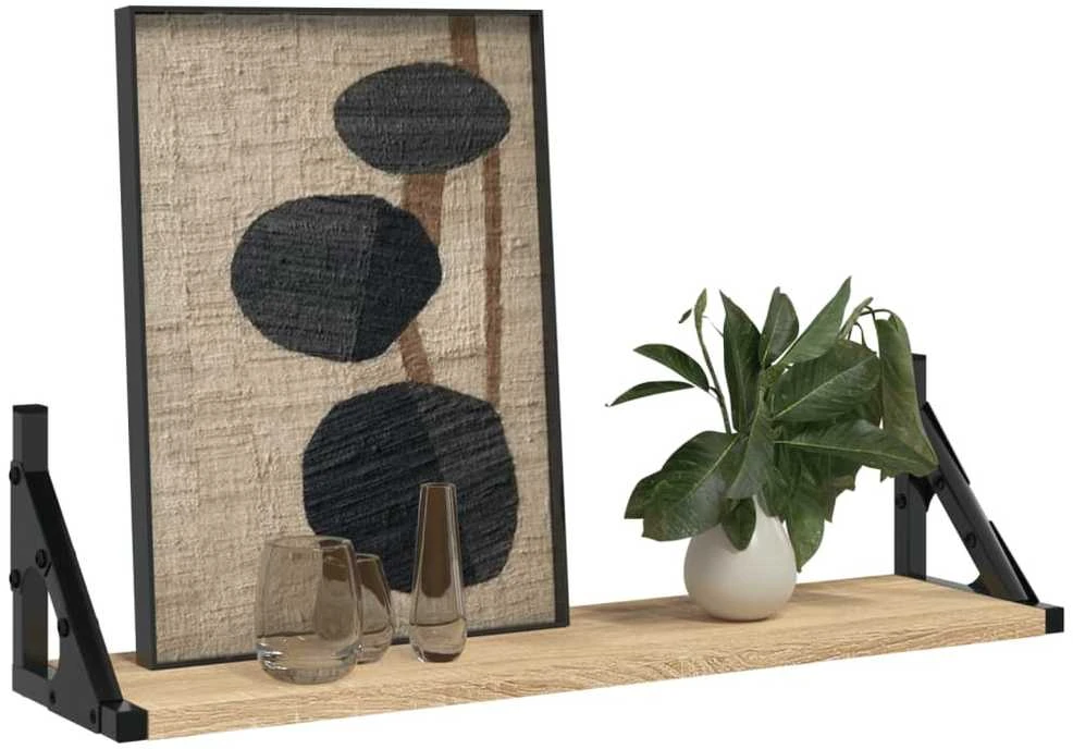 Sieninės lentynos, 2vnt., sonoma ąžuolo spalvos, 60x15x15,5cm