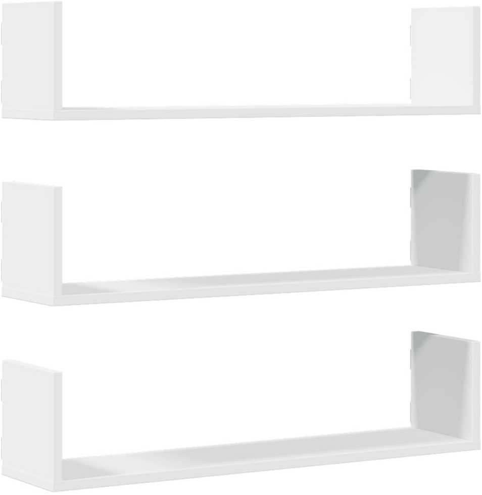 Sieninės lentynos, 3vnt., baltos, 80x18x18cm, apdirbta mediena