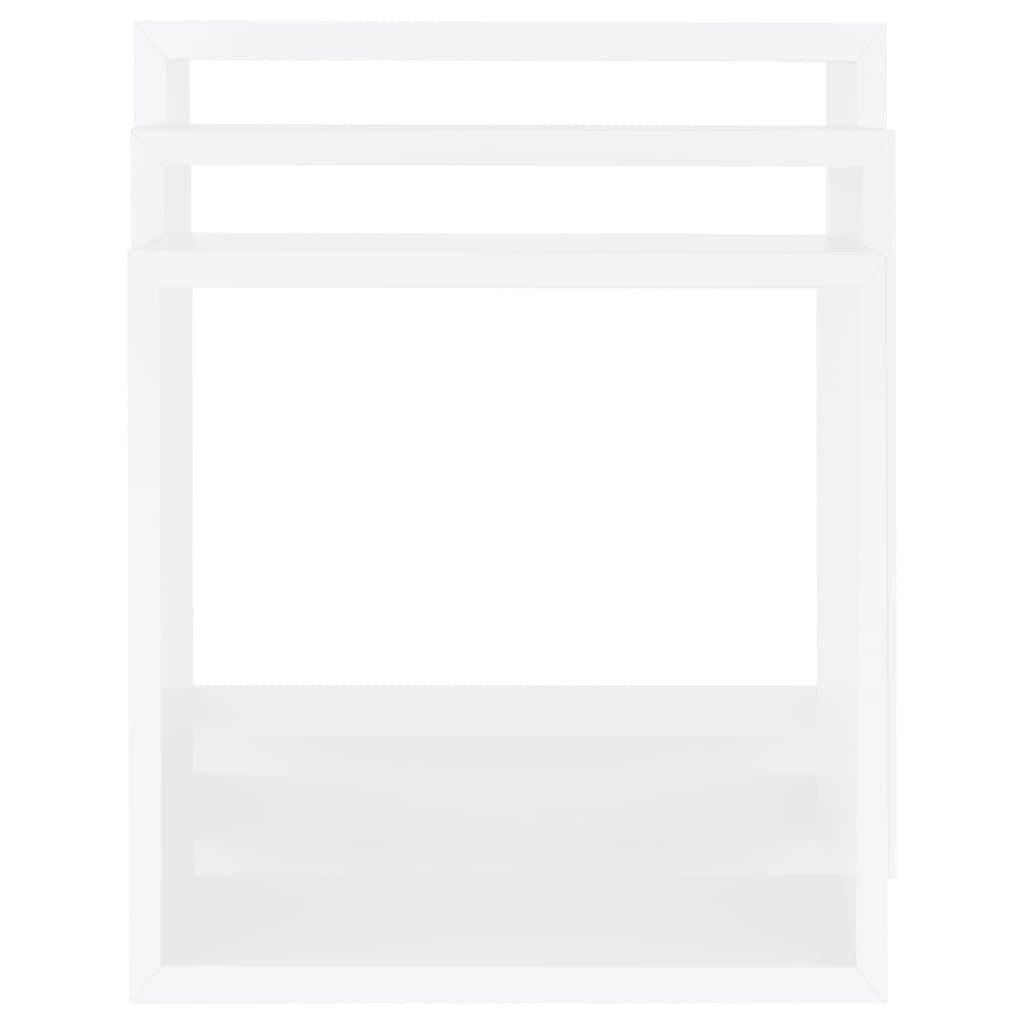 Sieninės lentynos, 3vnt., baltos spalvos, MDF, kubo formos