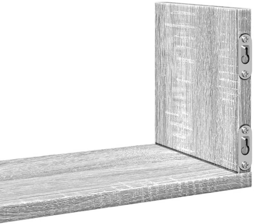 Sieninės lentynos, 3vnt., pilkos ąžuolo, 58x18x18cm, mediena