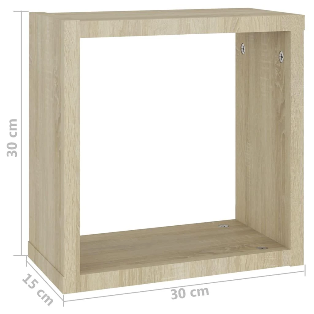 Sieninės lentynos, 4vnt., ąžuolo, 30x15x30cm, kubo formos