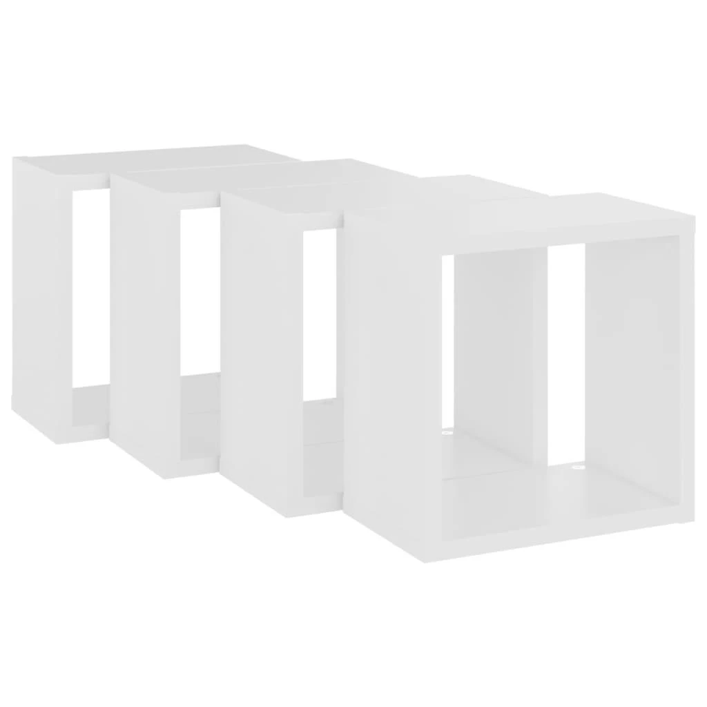 Sieninės lentynos, 4vnt., baltos, 26x15x26cm, kubo formos