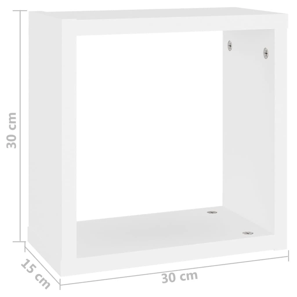 Sieninės lentynos, 4vnt., baltos, 30x15x30cm, kubo formos