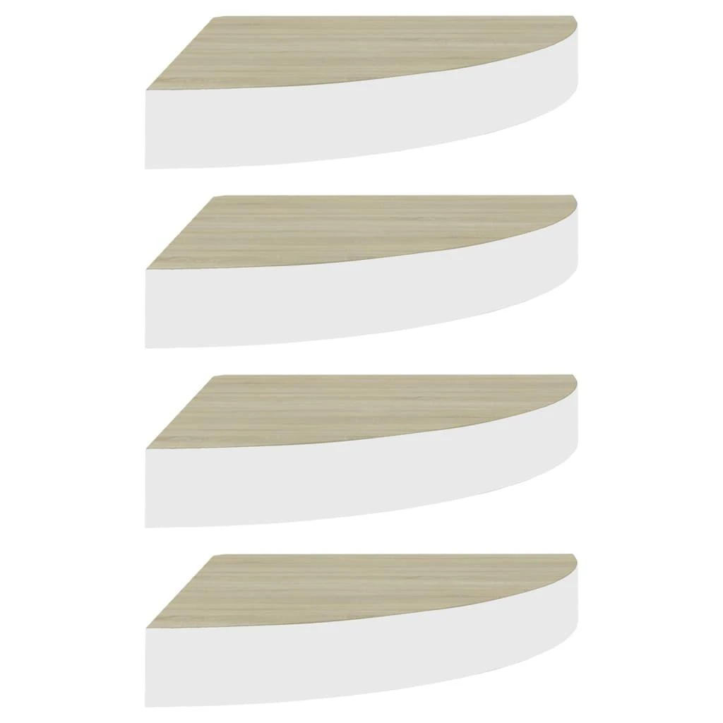 Sieninės lentynos, 4vnt., baltos/ąžuolo, 35x35x3,8cm, MDF