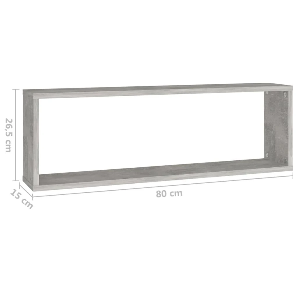 Sieninės lentynos, 4vnt., betono, 80x15x26,5cm, mediena