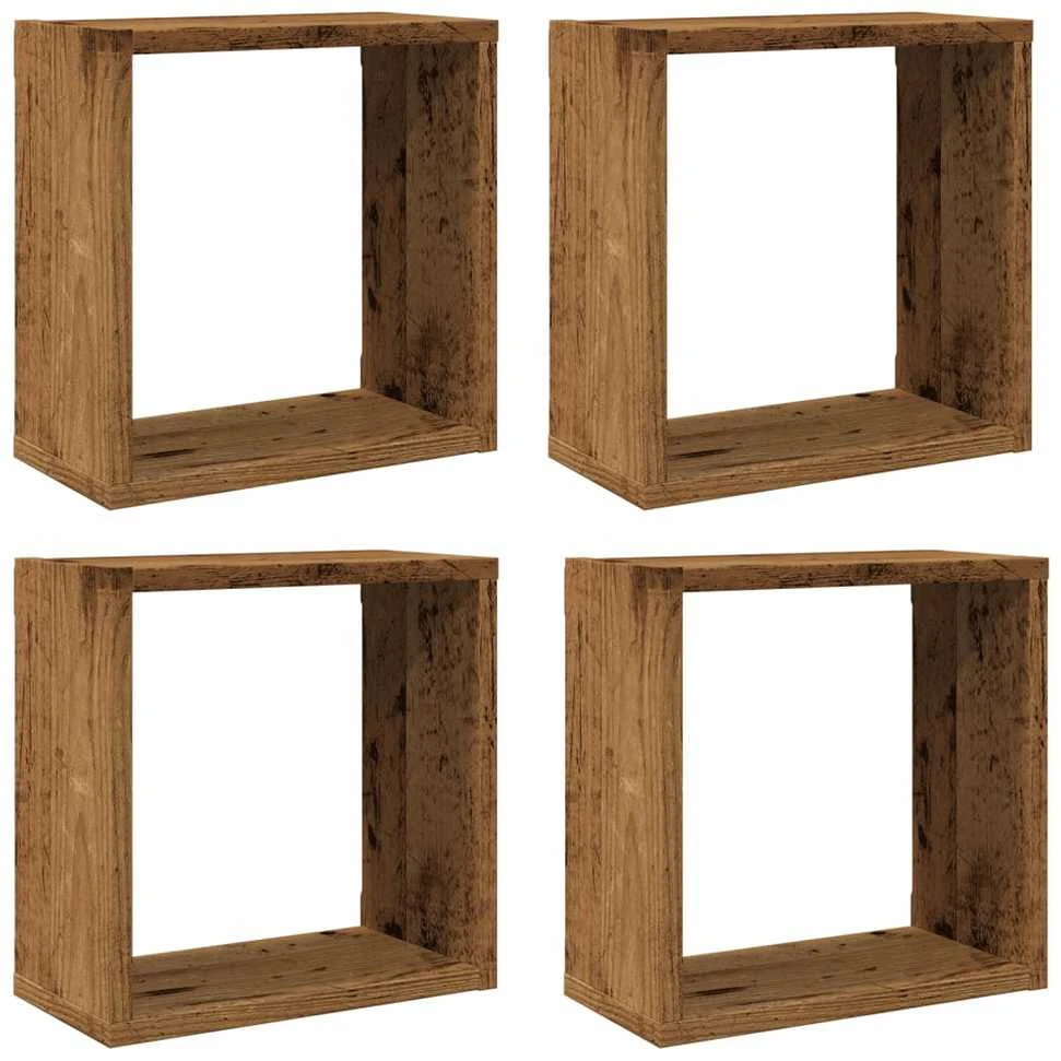 Sieninės lentynos, 4vnt., medienos, 30x15x30cm, mediena