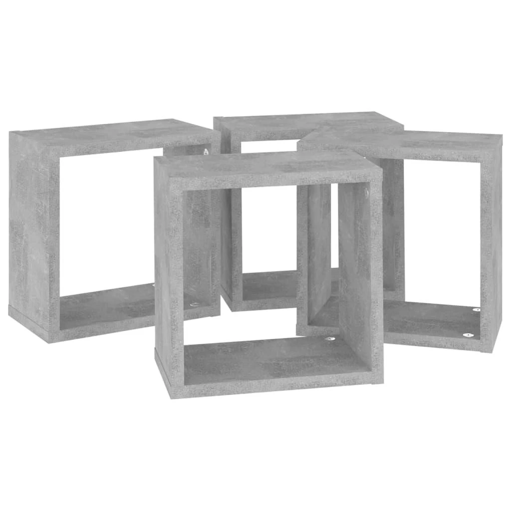 Sieninės lentynos, 4vnt., pilkos, 26x15x26cm, kubo formos