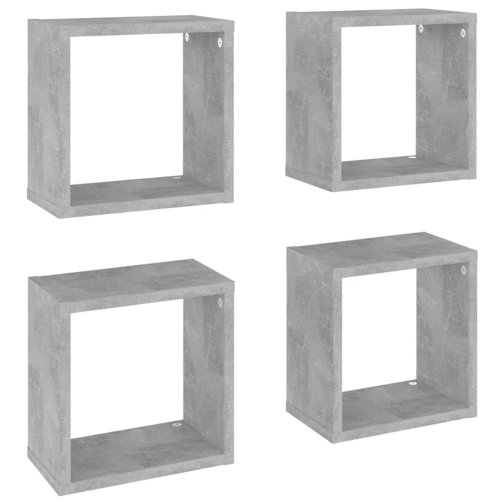 Sieninės lentynos, 4vnt., pilkos, 26x15x26cm, kubo formos