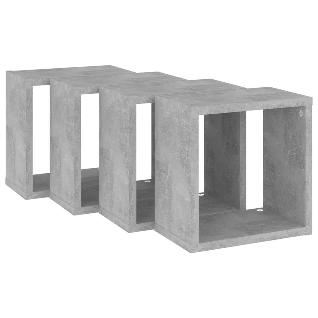Sieninės lentynos, 4vnt., pilkos, 26x15x26cm, kubo formos