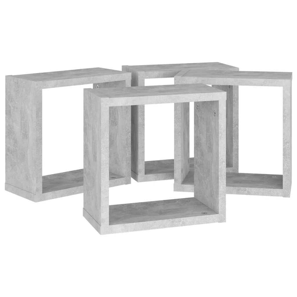 Sieninės lentynos, 4vnt., pilkos, 30x15x30cm, kubo formos