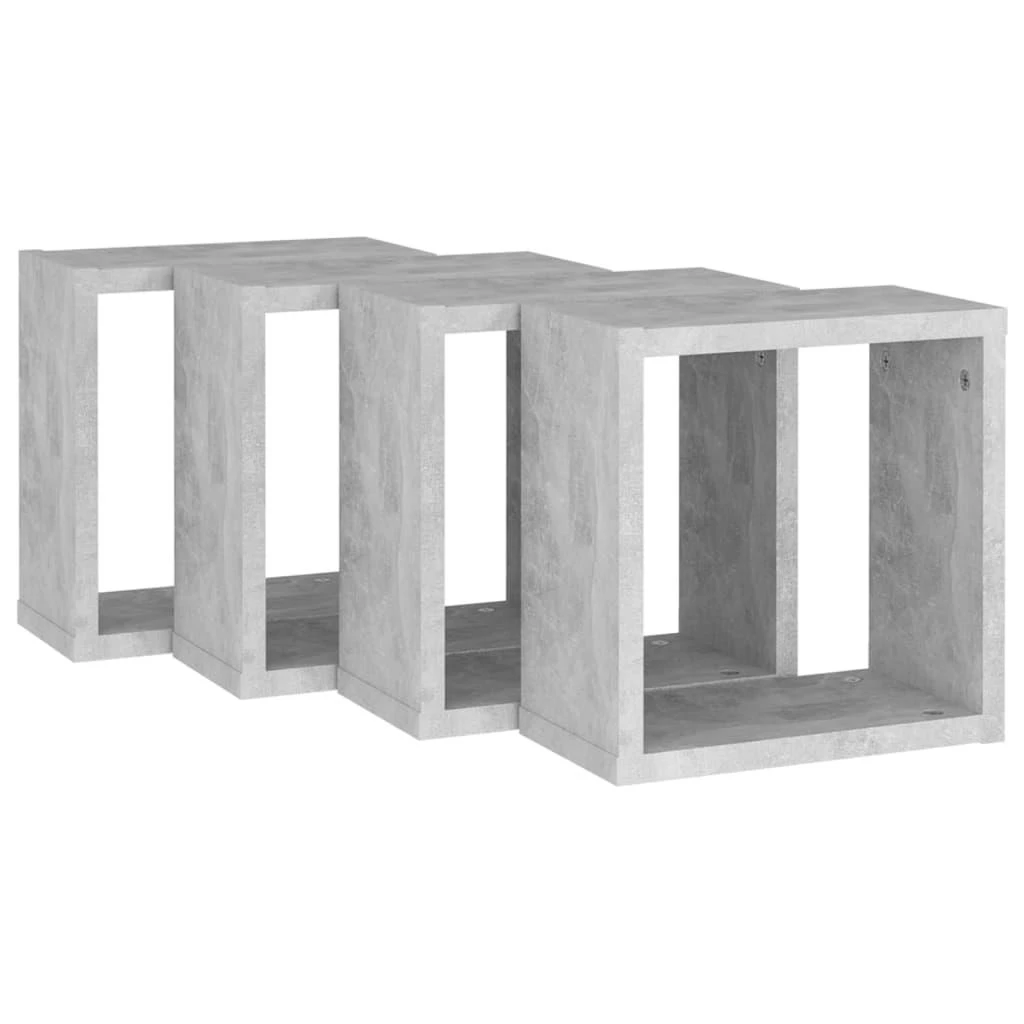 Sieninės lentynos, 4vnt., pilkos, 30x15x30cm, kubo formos