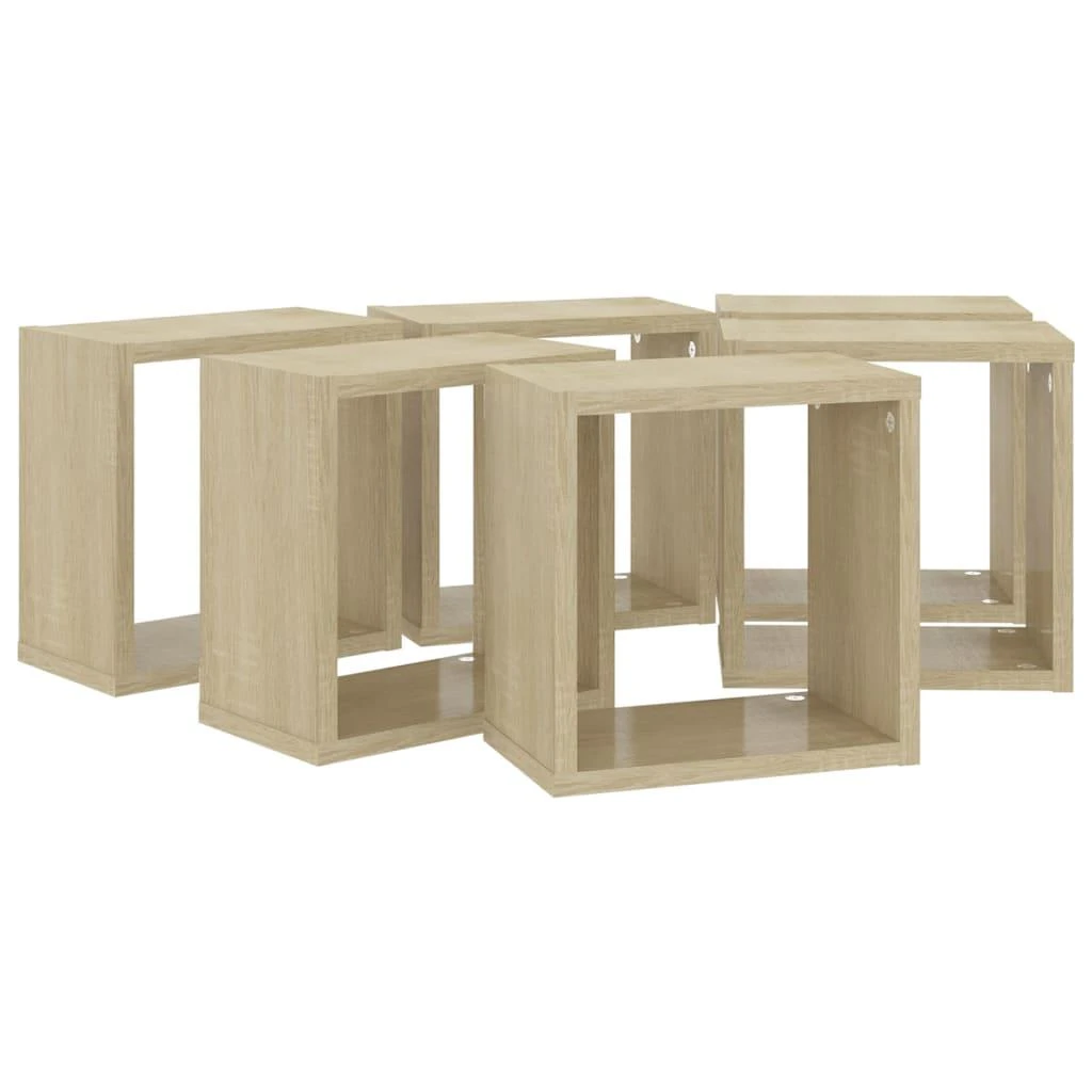 Sieninės lentynos, 6vnt., ąžuolo, 26x15x26cm, kubo formos