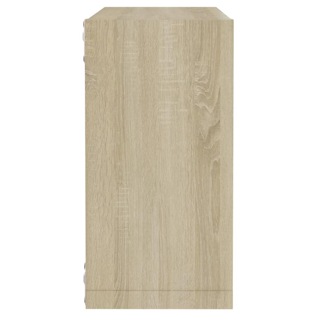 Sieninės lentynos, 6vnt., ąžuolo, 30x15x30cm, kubo formos