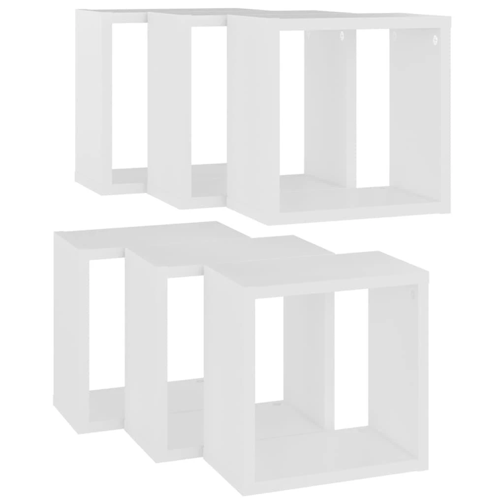 Sieninės lentynos, 6vnt., baltos, 26x15x26cm, kubo formos