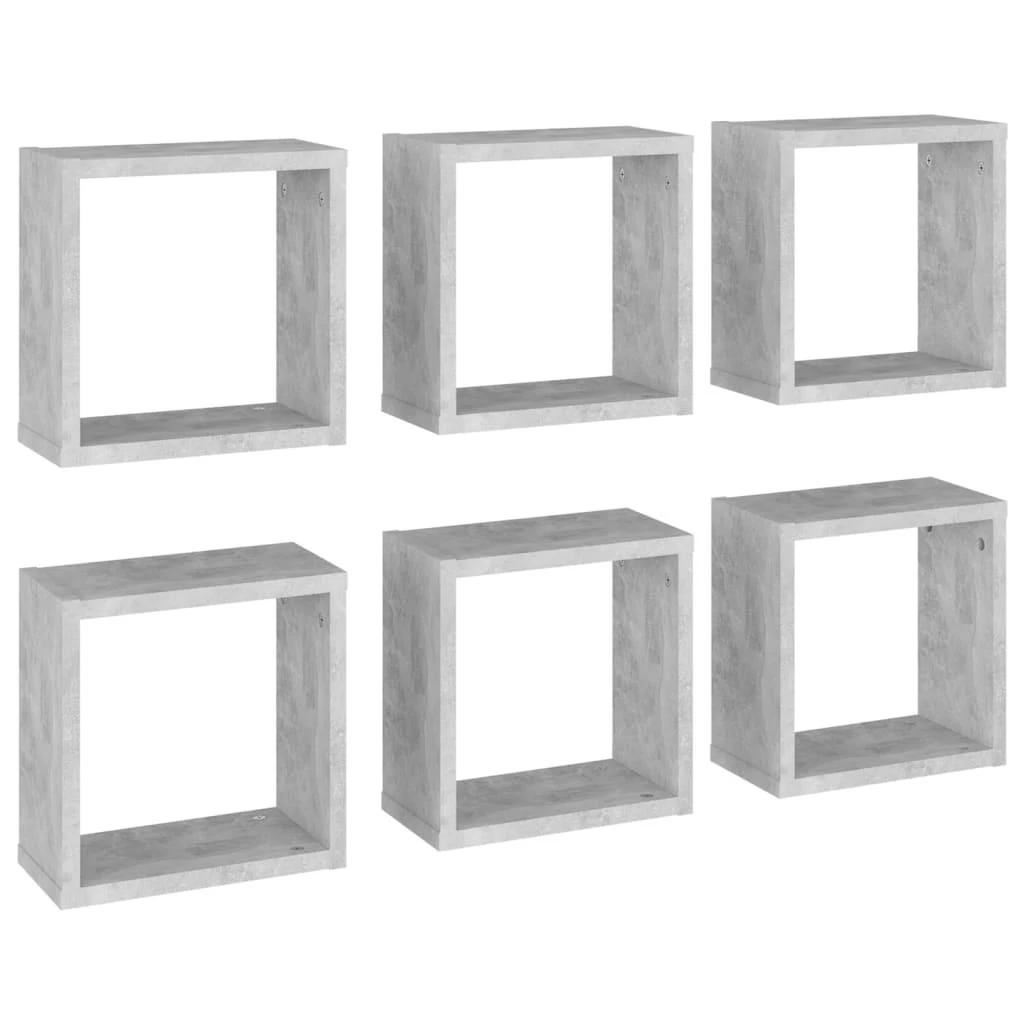 Sieninės lentynos, 6vnt., pilkos, 30x15x30cm, kubo formos