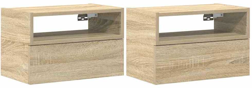Sieninės naktinės spintelės, 2vnt., sonoma, 45x26x28,5cm