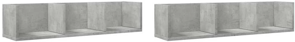 Sieninės spintelės, 2vnt., betono pilkos, 75x18x16,5cm, mediena