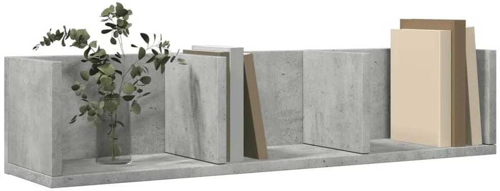 Sieninės spintelės, 2vnt., betono pilkos, 75x18x16,5cm, mediena