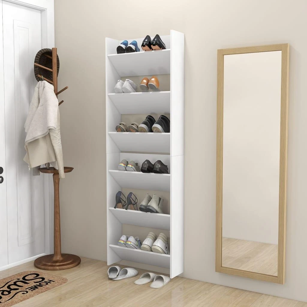 Sieninės spintelės batams, 2vnt., baltos, 60x18x90cm, MDP