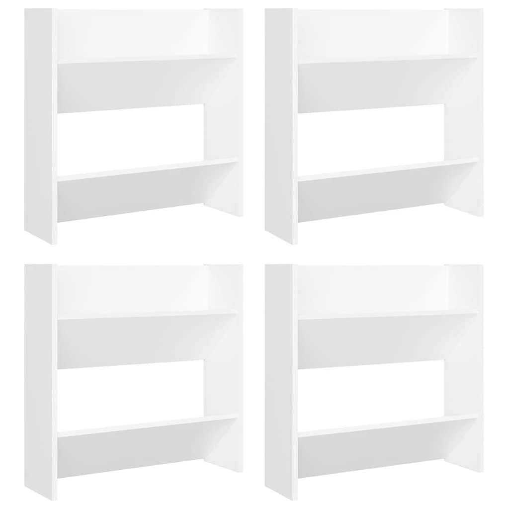 Sieninės spintelės batams, 4vnt., baltos, 60x18x60cm, MDP