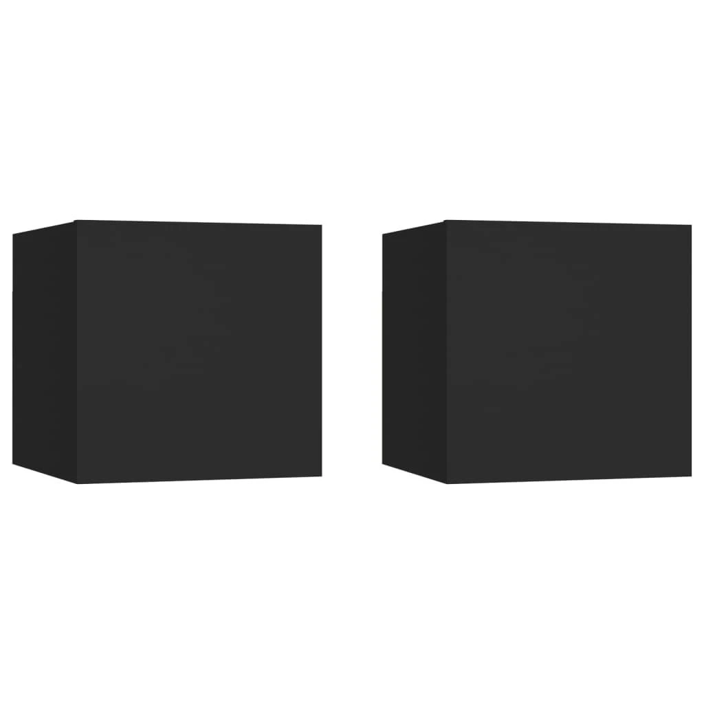 Sieninės televizoriaus spintelės, 2vnt., juodos, 30,5x30x30cm
