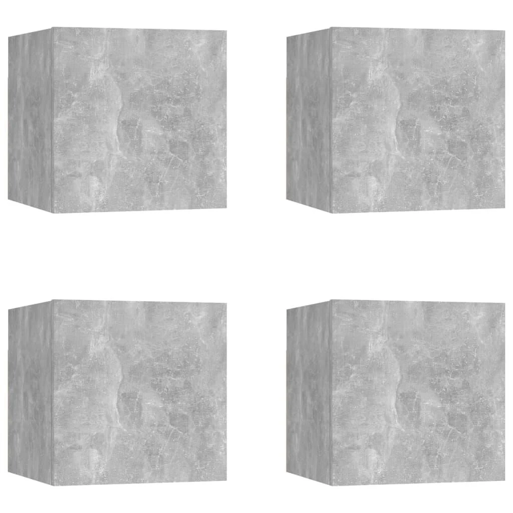 TV staliukas Sieninės televizoriaus spintelės, 4vnt., pilkos, 30,5x30x30cm