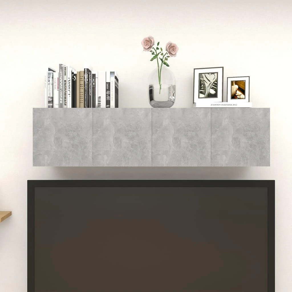 TV staliukas Sieninės televizoriaus spintelės, 4vnt., pilkos, 30,5x30x30cm