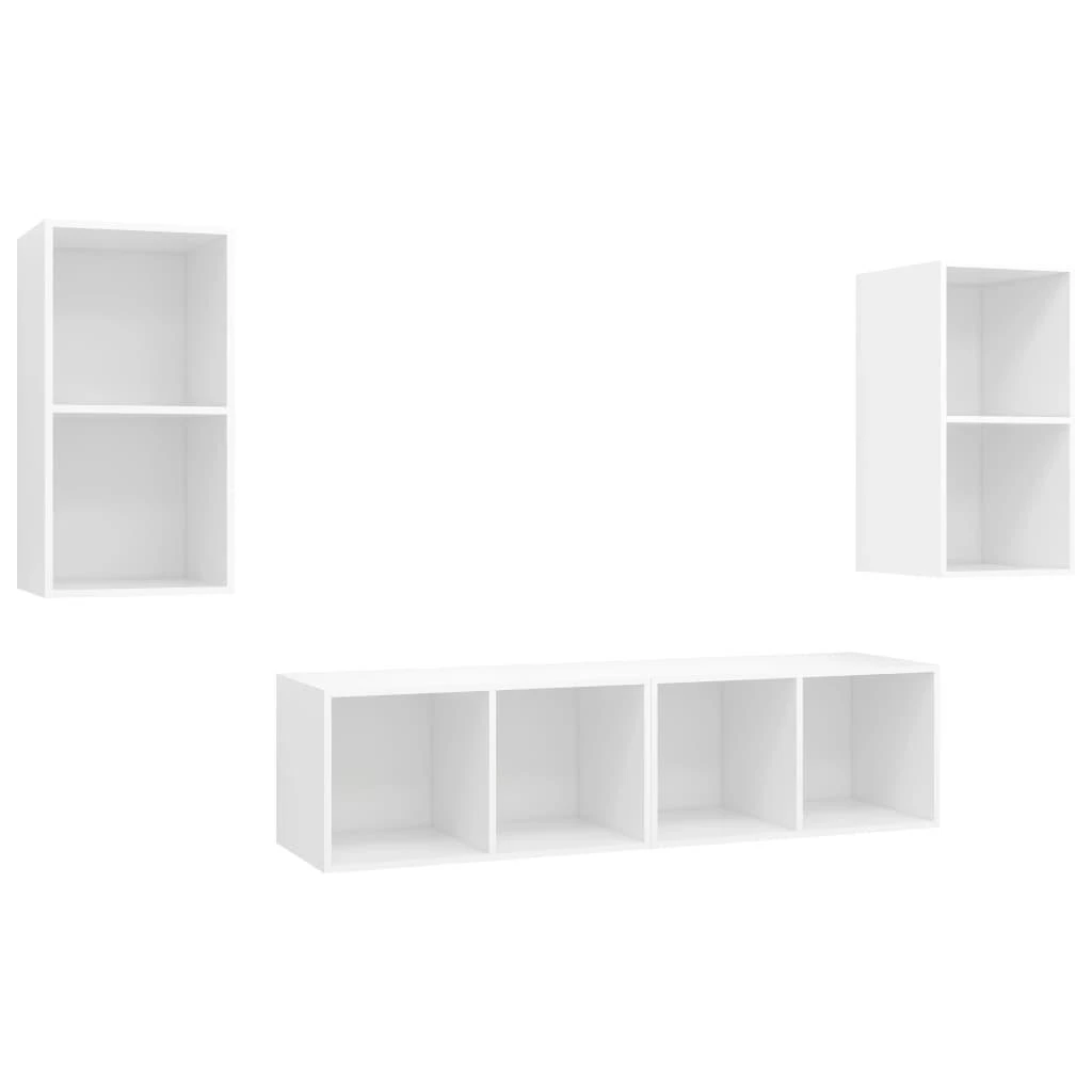 TV staliukas Sieninės televizoriaus spintelės, 4vnt., baltos, mediena